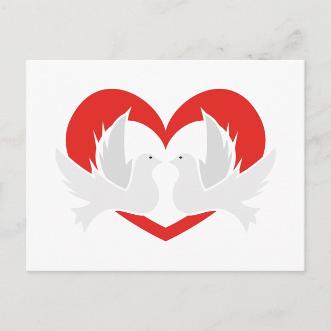 Illustration peace doves with heart postcard (Front)