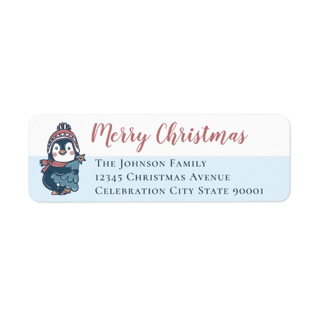 Illustration Penguin Merry Christmas Script (Front)