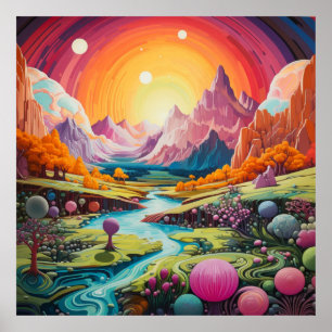 Illustration Psychedelic landscapes Poster