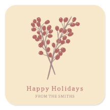 illustration red berries vintage christmas plant