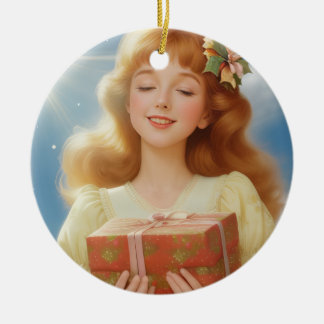 Illustration rétro de Noël Ceramic Tree Decoration