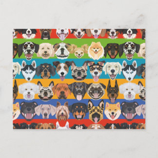 Illustration seamless pattern colourful dogs postcard