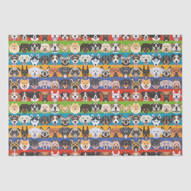 Illustration seamless pattern colourful dogs tissue paper (Front)