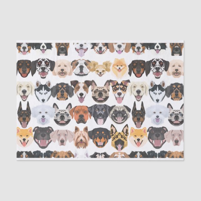 Illustration seamless pattern happy dogs tissue paper (Front)