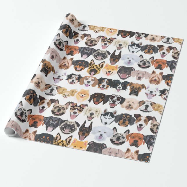 Illustration seamless pattern happy dogs wrapping paper (Unrolled)