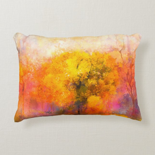 Illustration soft colourful autumn forest. Abstrac Decorative Cushion (Front)