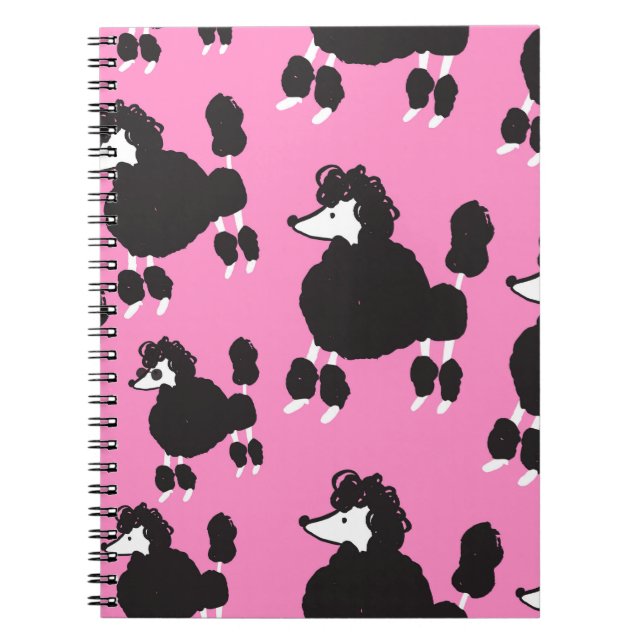Illustration vintage french poodle seamless patter notebook (Front)