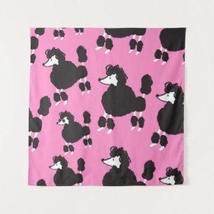 Illustration vintage french poodle seamless patter tapestry