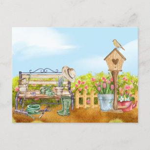 Illustration Watercolor Gardener Postcard