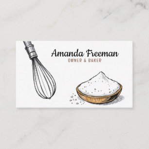 Illustration Whisk and Flour Bowl Bakery Business Card