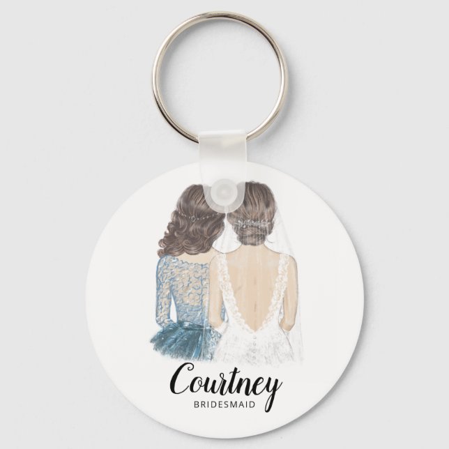 Illustration will you be my bridesmaid keyring (Front)