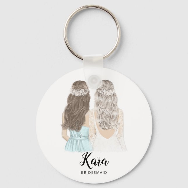 Illustration will you be my bridesmaid keyring (Front)