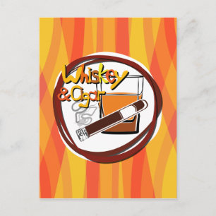 Illustration Wiskey and Cigar Postcard