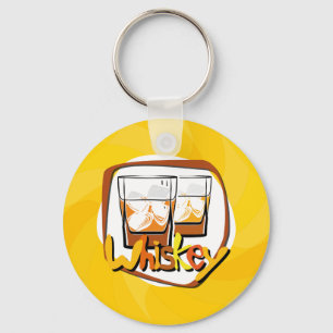 Illustration Wiskey on Ice Key Ring