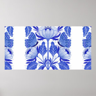 illustration with butterflies and flowers isolated poster