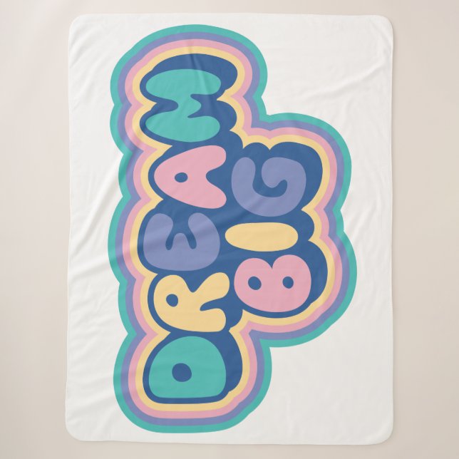 Illustration with Dream Big Typography Sherpa Blanket (Front)