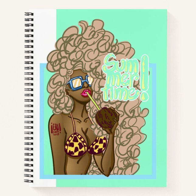 Illustration woman in the summertime notebook (Front)