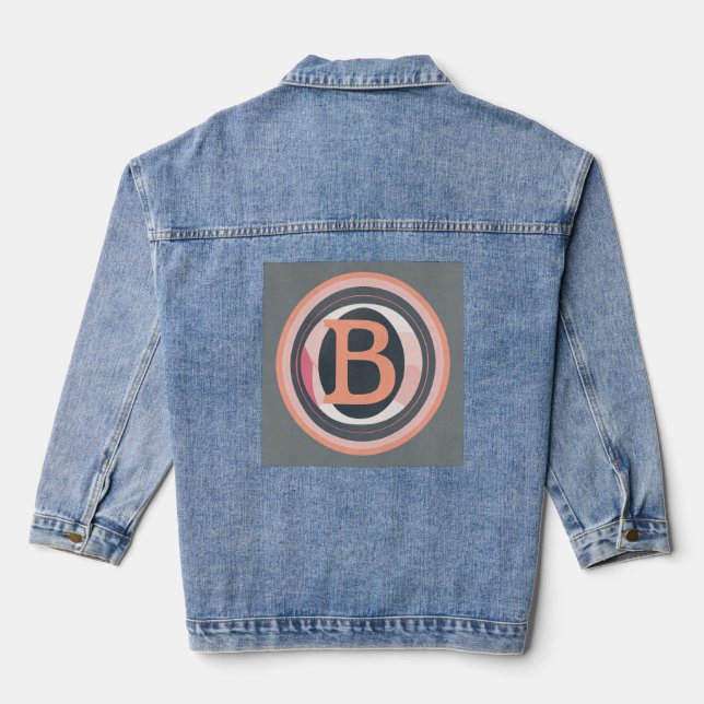 Illustrational Logo With Bold  B  and Circular Emb Denim Jacket (Back)