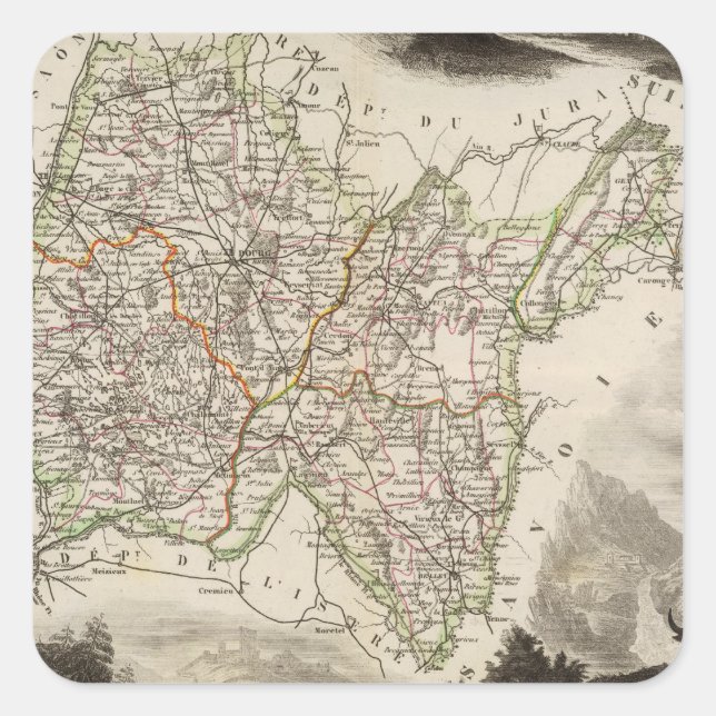 Illustrations, landscapes square sticker (Front)