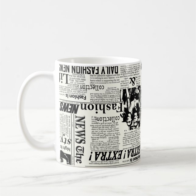 Illustrations of newspapers front page art work wa coffee mug (Left)