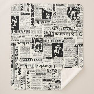 Illustrations of newspapers front page art work wa sherpa blanket