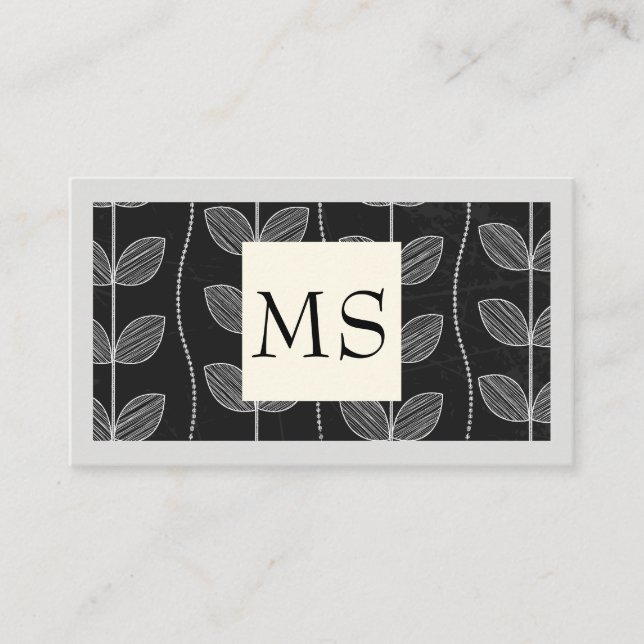 Illustrative Chalk Flower Pattern Business Card (Front)