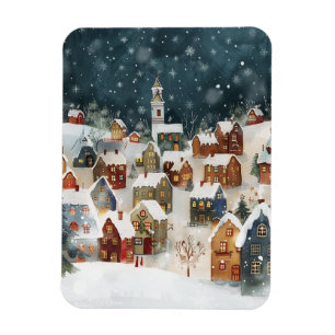 Illustrative Christmas city Magnet