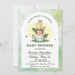 Illustrative Cute Animals Baby Shower Invitation