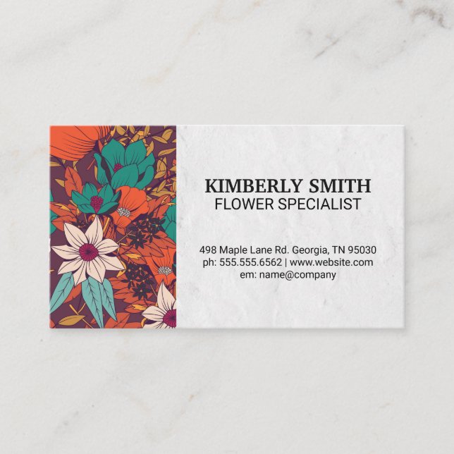 Illustrative Decorative Flowers Business Card (Front)