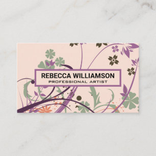 Illustrative Flowers Background Business Card