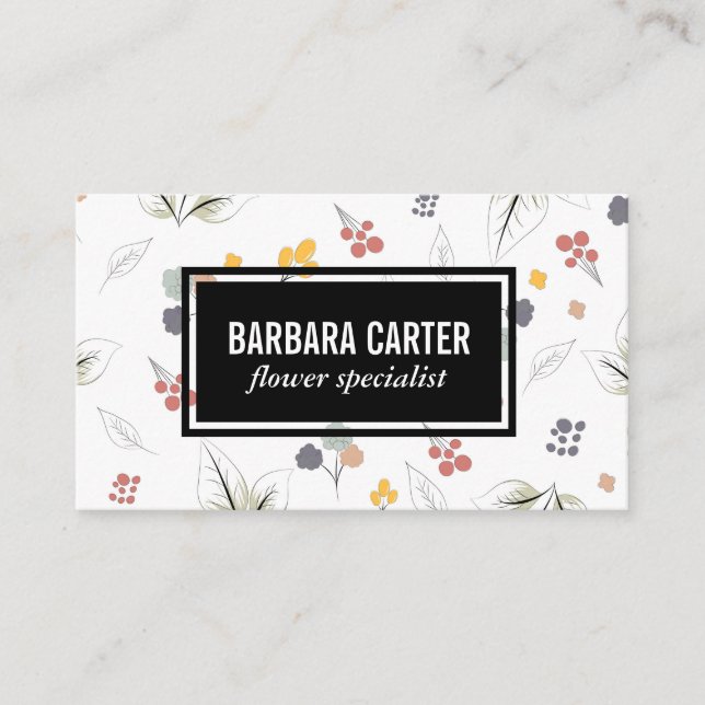 Illustrative Flowers Floral Elements Business Card (Front)