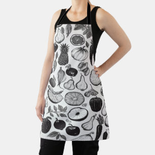 Illustrative fruit and vegetable sketches apron