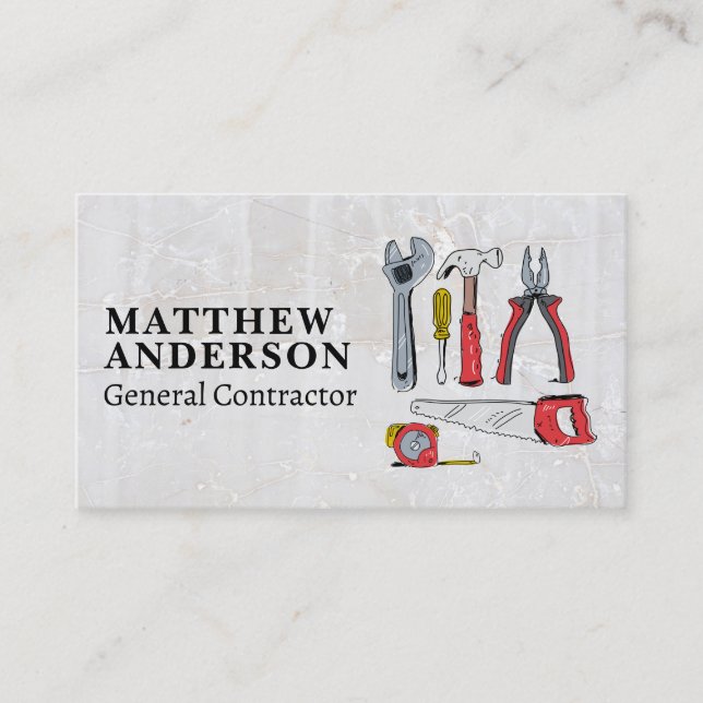 Illustrative Hand Tools | Construction  Business Card (Front)
