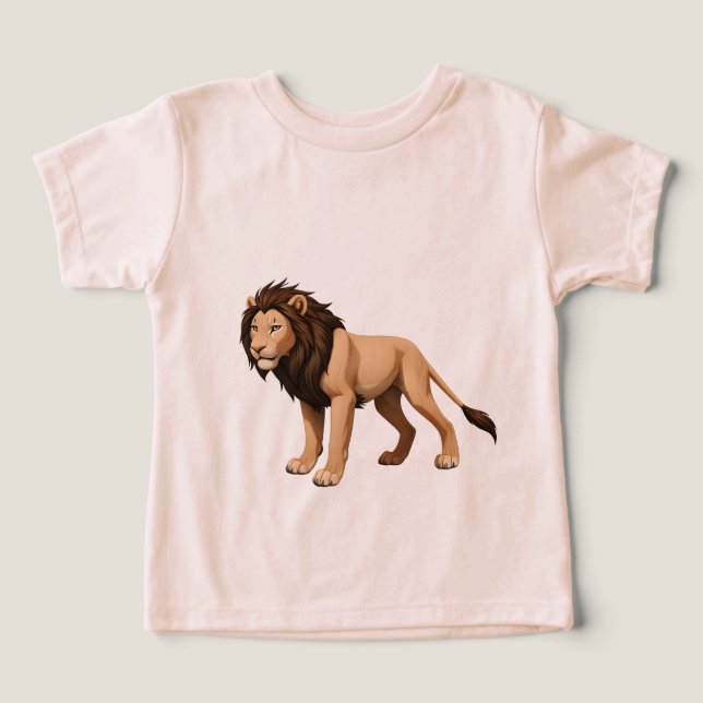 Illustrative Lion with Full Brown Mane (Design Front)