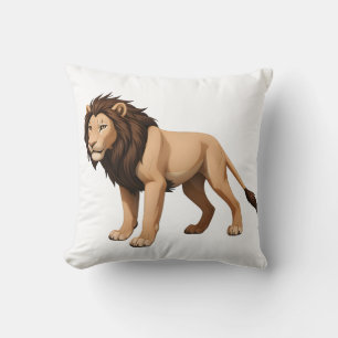 Illustrative Lion with Full Brown Mane Cushion