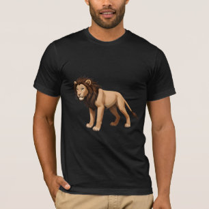 Illustrative Lion with Full Brown Mane T-Shirt