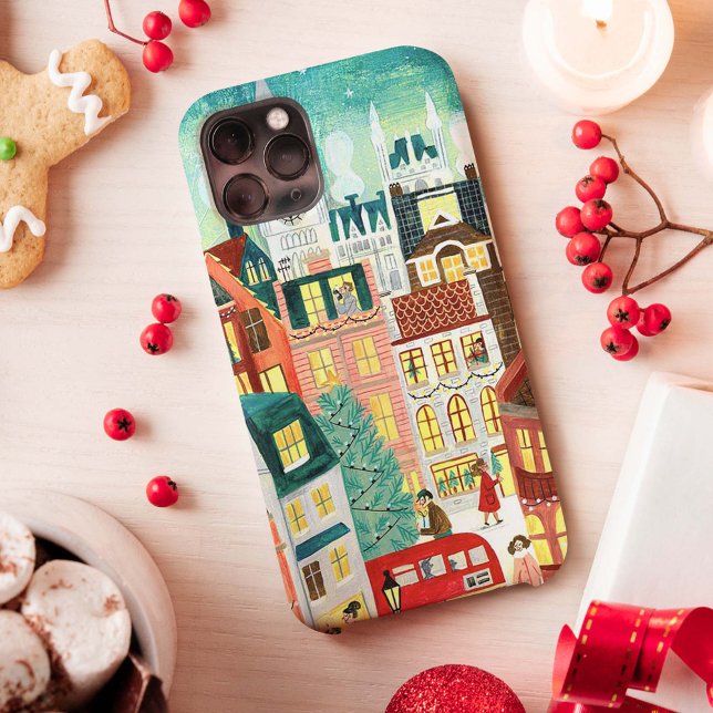 Illustrative London city in the snow Christmas  Case-Mate iPhone Case (Creator Uploaded)