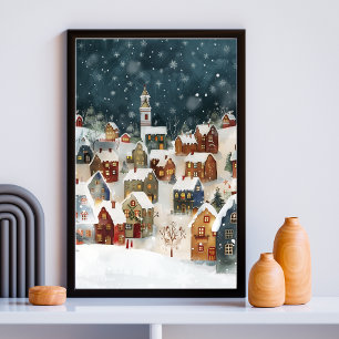 Illustrative of Xmas city in cute Poster