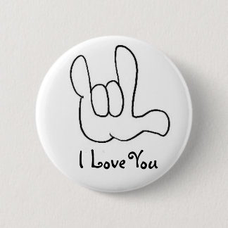 Iloveu1, I Love You - American Sign Language 6 Cm Round Badge