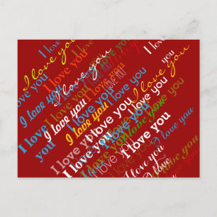 iloveyou colour pattern postcard