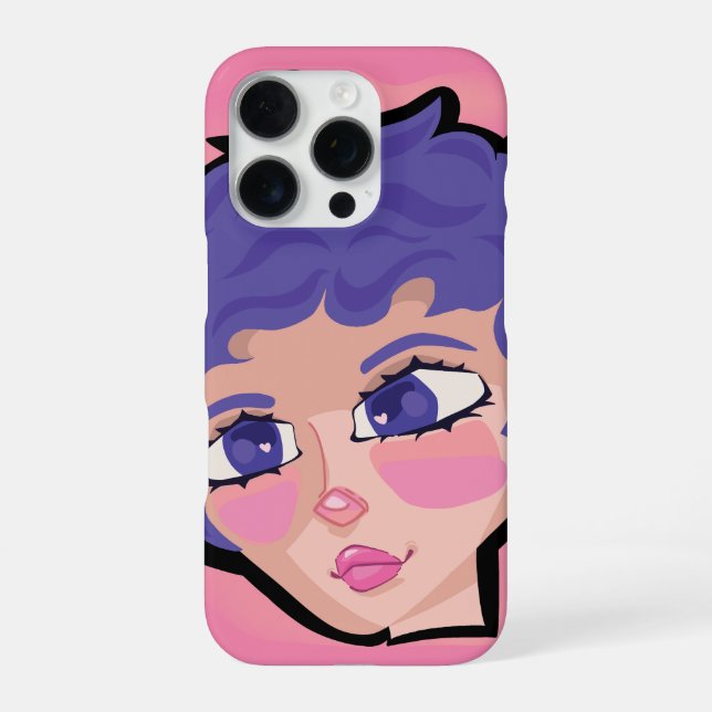  ilustración de hermosa chica con cabello corto iPhone case (Back)