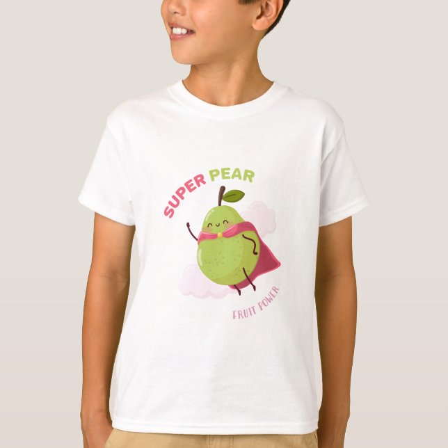 Ilustración infantil de una pera superhéroe T-Shirt (Front)