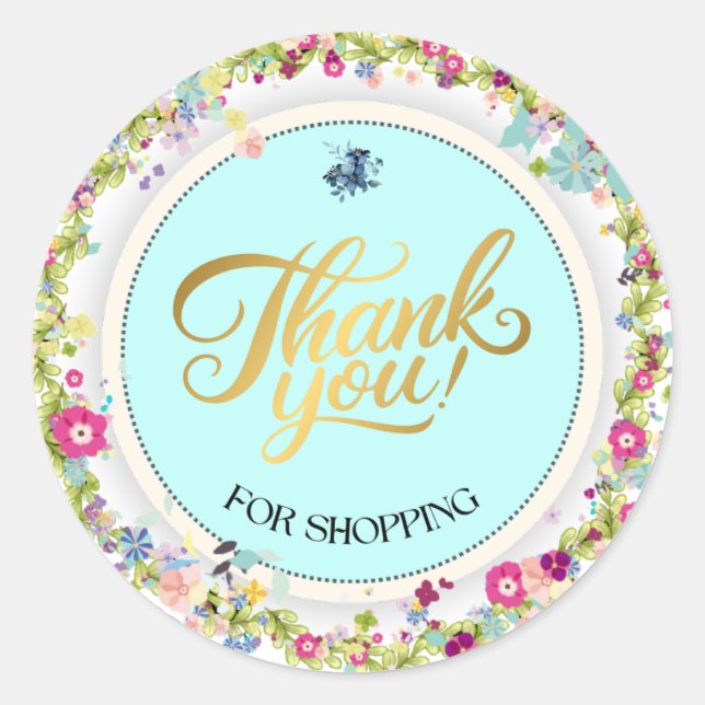ilustrative thank you for shopping circle sticker  (Front)