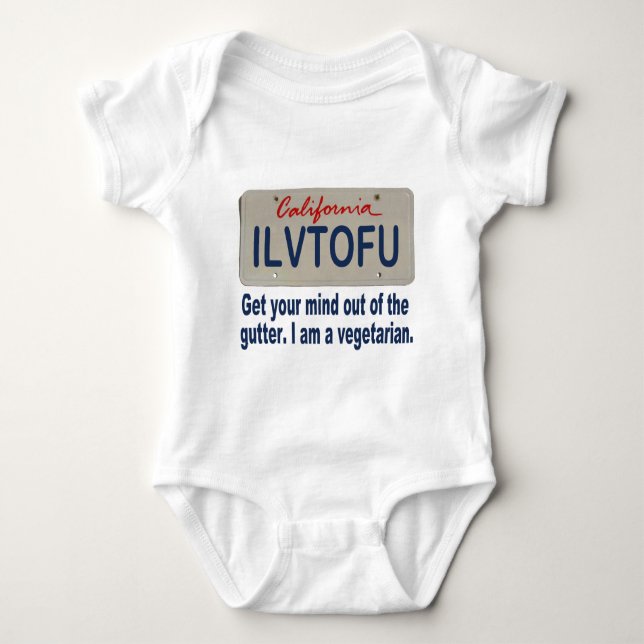 ILVTOFU California License Plate Baby Bodysuit (Front)