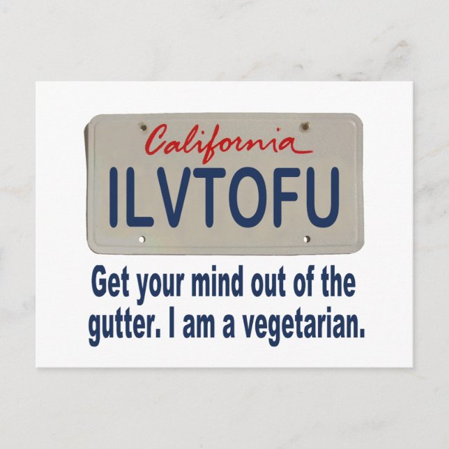 ILVTOFU California License Plate Postcard (Front)