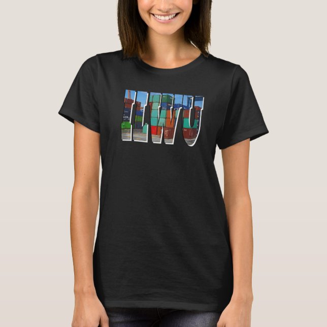 Ilwu Containers Overlay Text Graphic T-Shirt (Front)