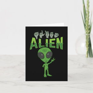 ILY Alien ASL Hand Gesture Deaf Hearing Loss Aware Card