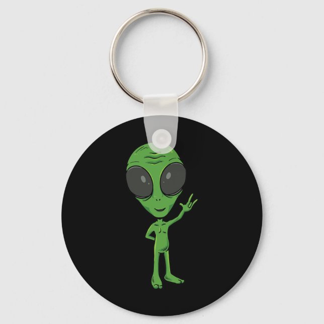ILY Alien ASL Hand Gesture Deaf Hearing Loss Aware Key Ring (Front)