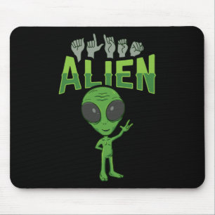ILY Alien ASL Hand Gesture Deaf Hearing Loss Aware Mouse Pad