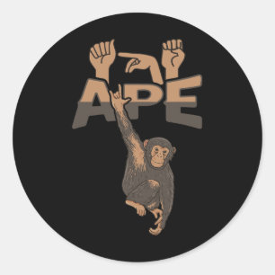 Ily Ape Asl Hand Gesture Deaf Hearing Loss Awarene Classic Round Sticker